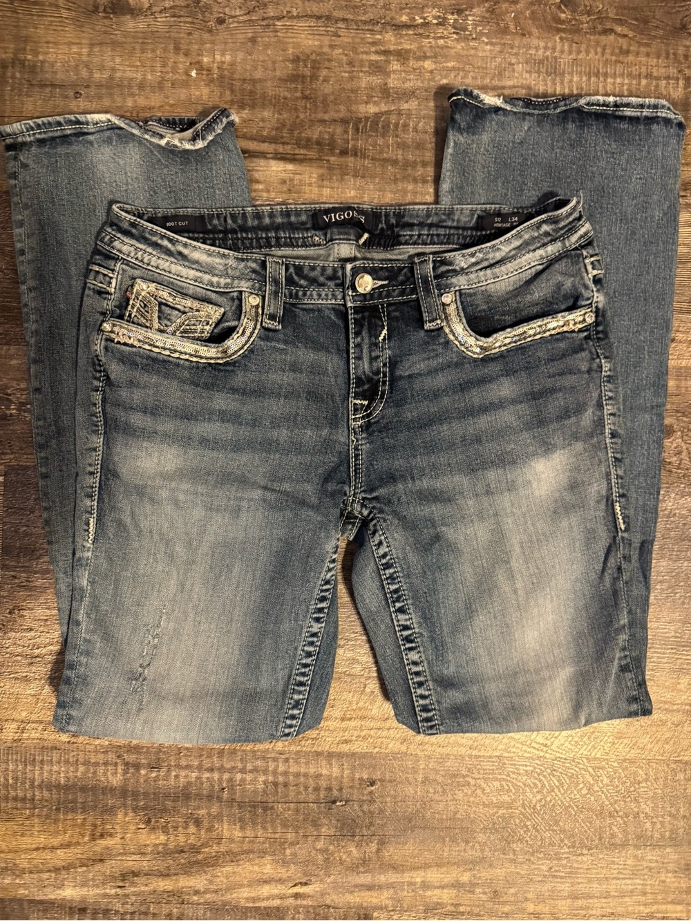 Vigoss Women's Bootcut Jeans in Faded Blue Denim